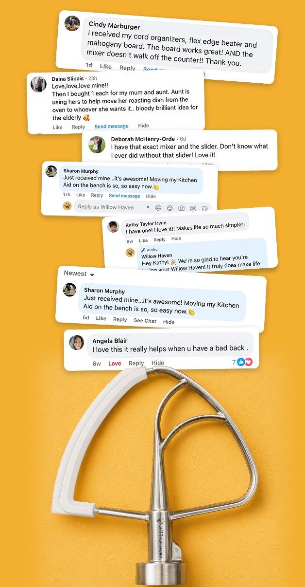 Real Facebook comments stacked on honey, the beater as the anchor.