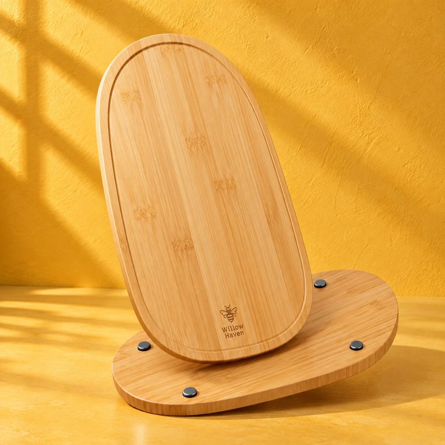 A product we don’t make: The board stands on a second board with feet. The slider is one piece.