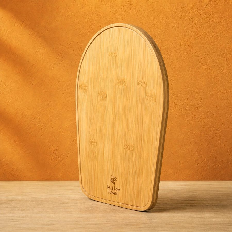 Bamboo, alone: One product, one warm wall, the stacked lockup where it belongs.
