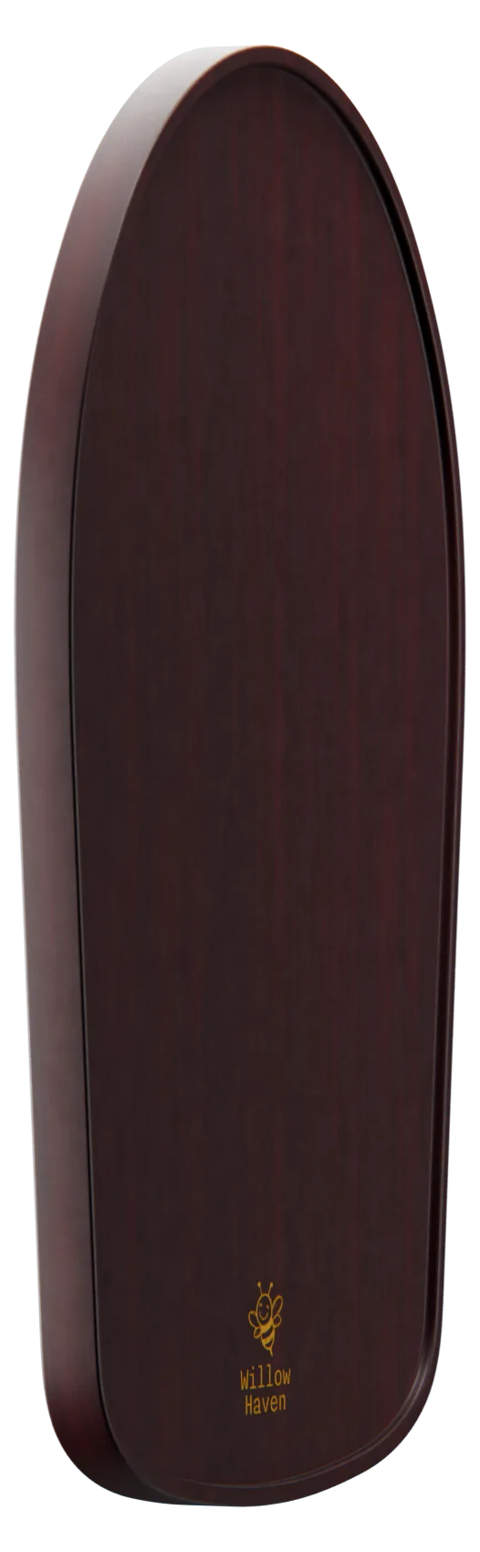 Walnut square slider, low, standing view