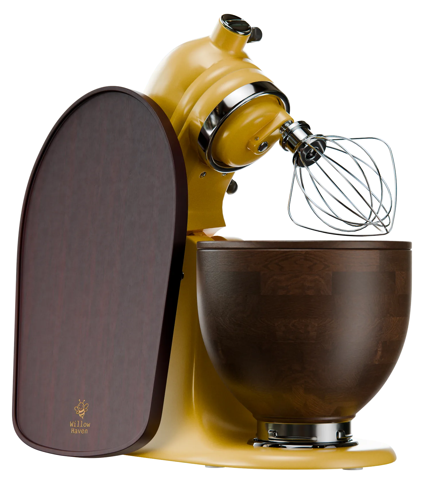 Walnut square slider with the wooden bowl on a honey KitchenAid